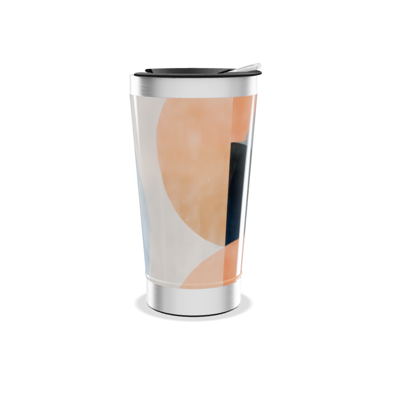 Copo Térmico - Azul com Estampa Abstrata