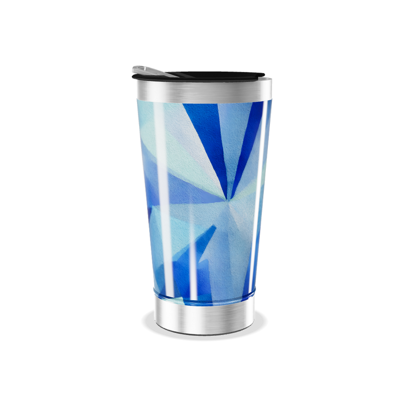 Copo Térmico - Azul Geométrico Aço Inox