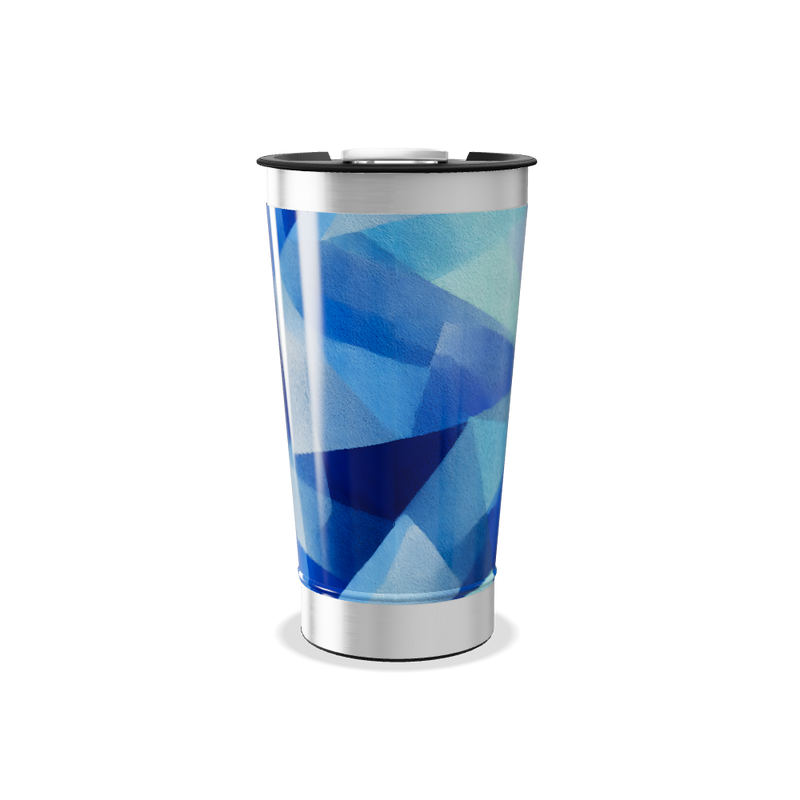 Copo Térmico - Azul Geométrico Aço Inox