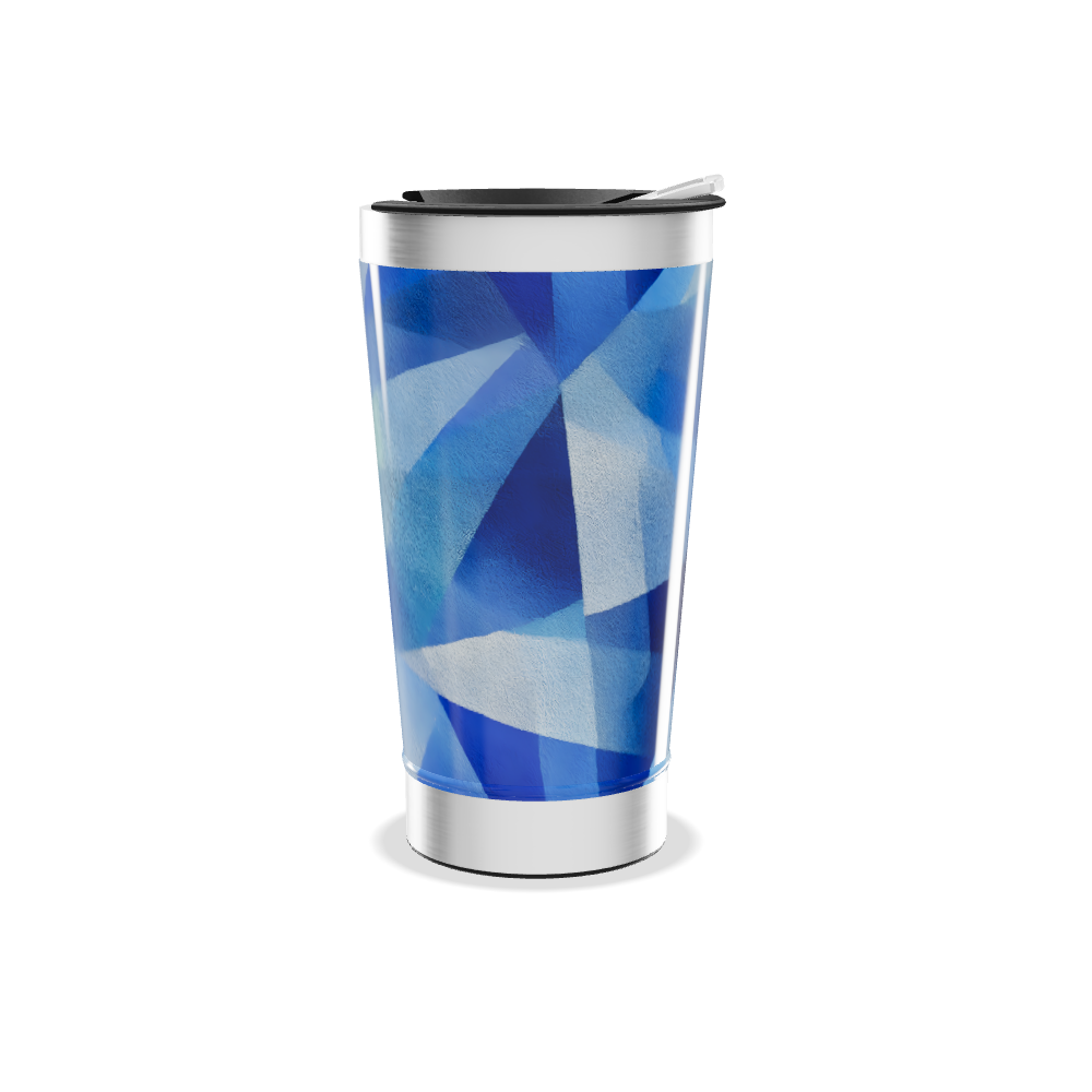 Copo Térmico - Azul Geométrico Aço Inox