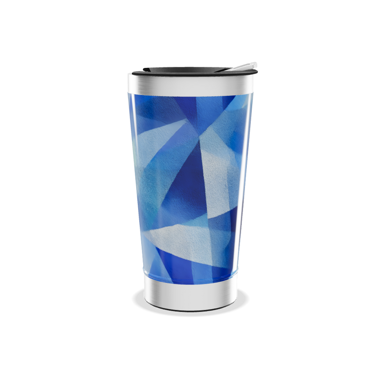 Copo Térmico - Azul Geométrico Aço Inox