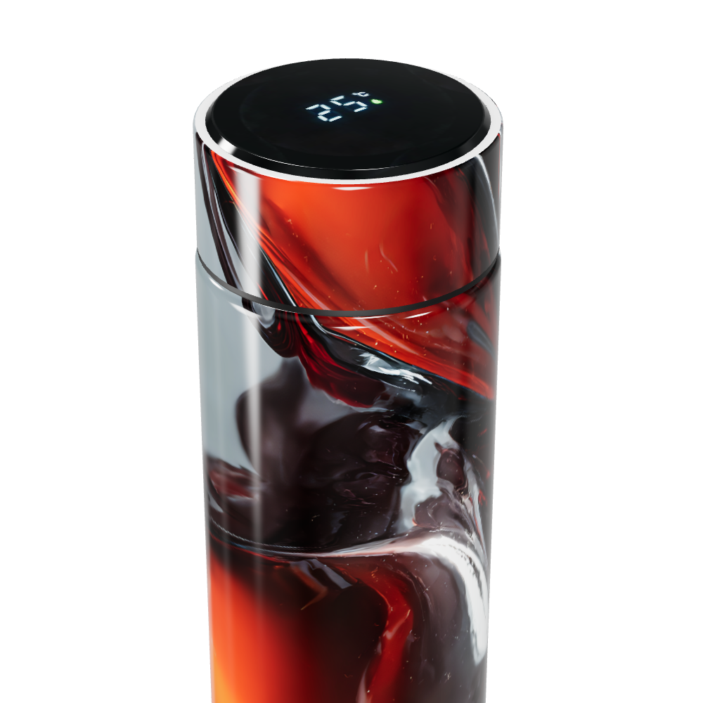 Garrafa Térmica Touch - Vermelha e Preta Marmorizada