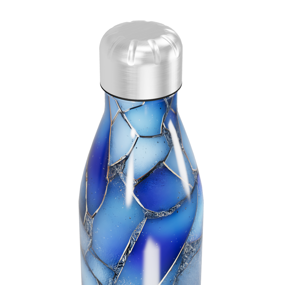 Garrafa Inox Azul - Estampa Vidro Quebrado