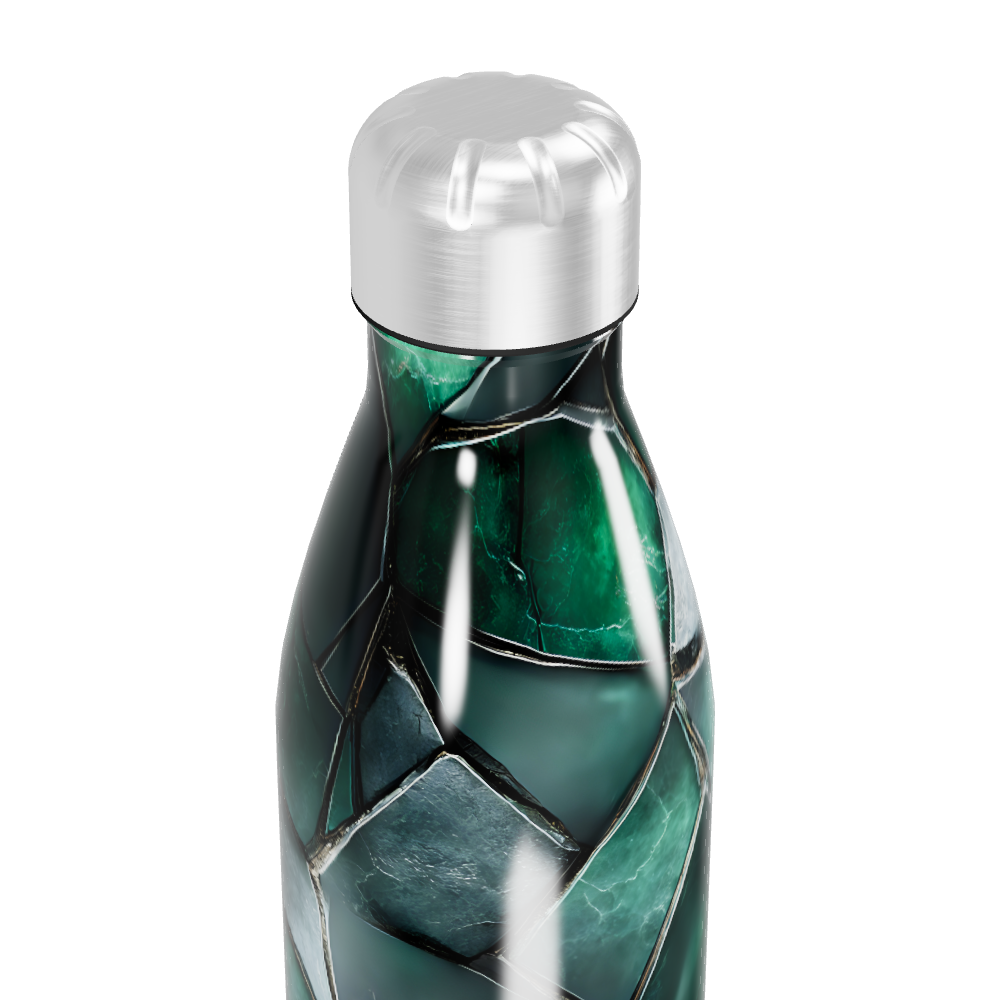 Garrafa Inox - Verde com Estampa Geométrica