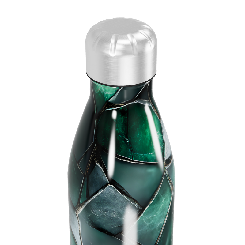 Garrafa Inox - Verde com Estampa Geométrica