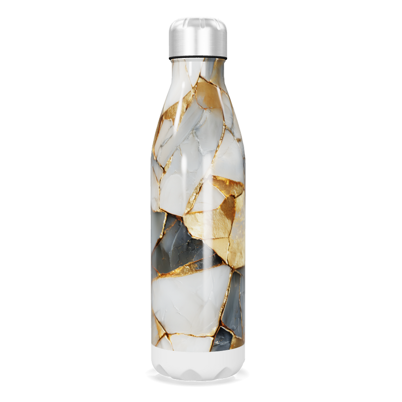 Garrafa Inox - Estampa Mármore Dourado