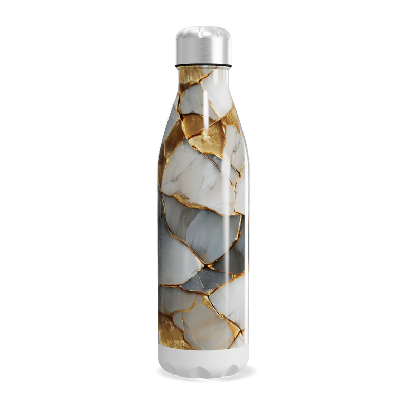 Garrafa Inox - Estampa Mármore Dourado