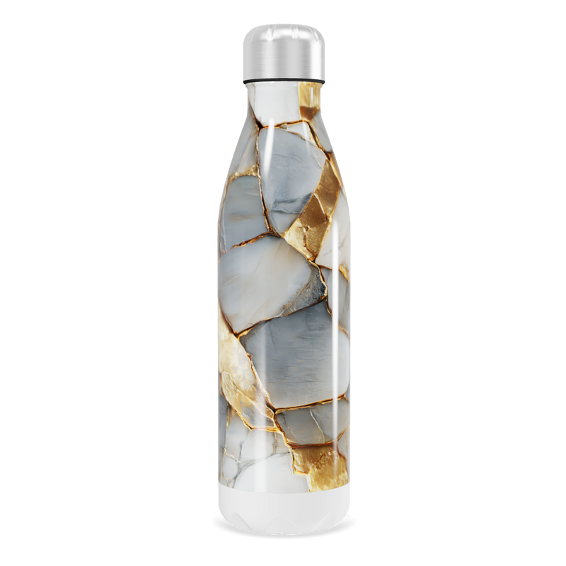 Garrafa Inox - Estampa Mármore Dourado