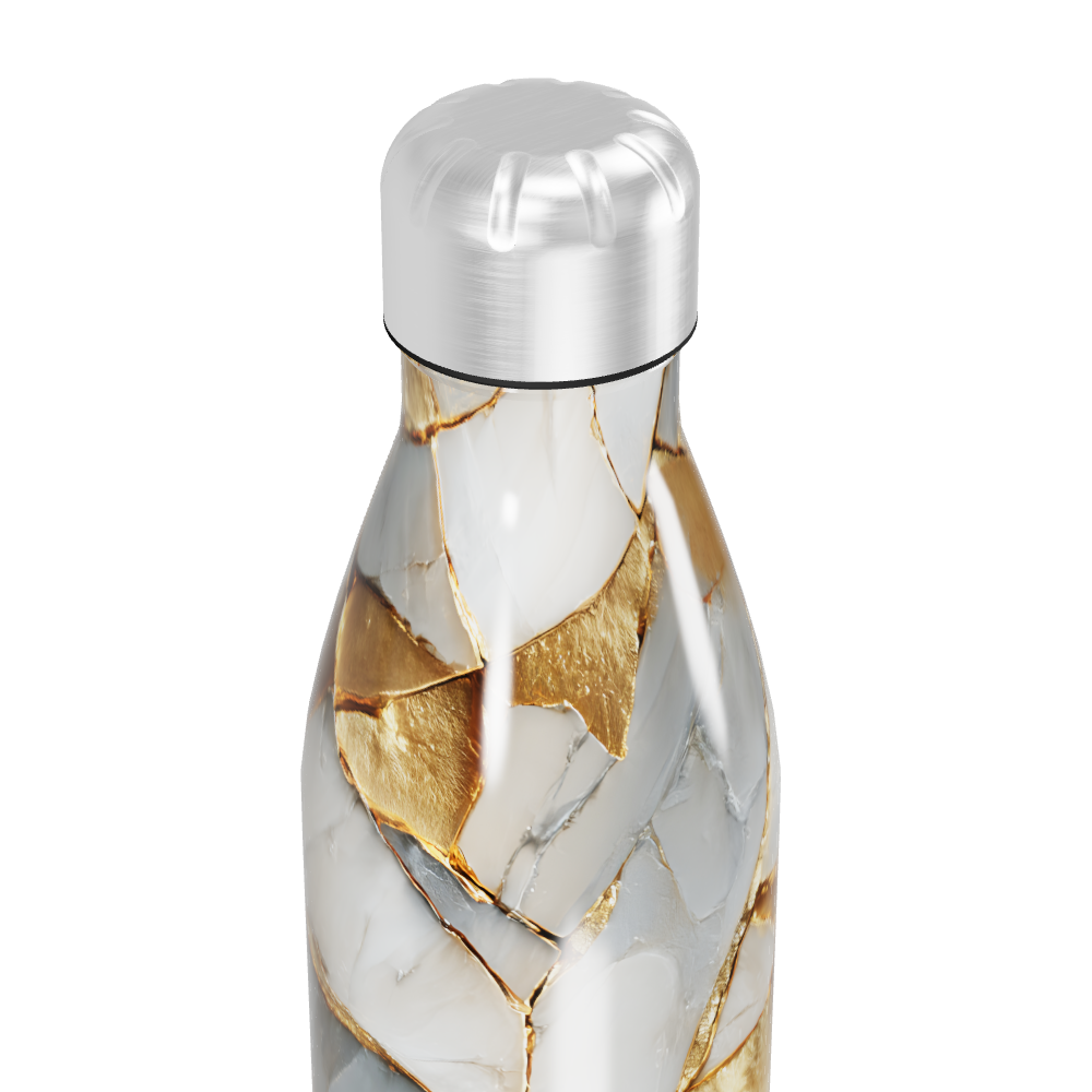 Garrafa Inox - Estampa Mármore Dourado