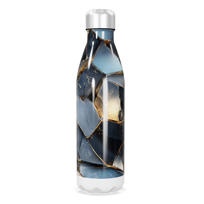 Garrafa Inox - Azul com Estampa Geométrica