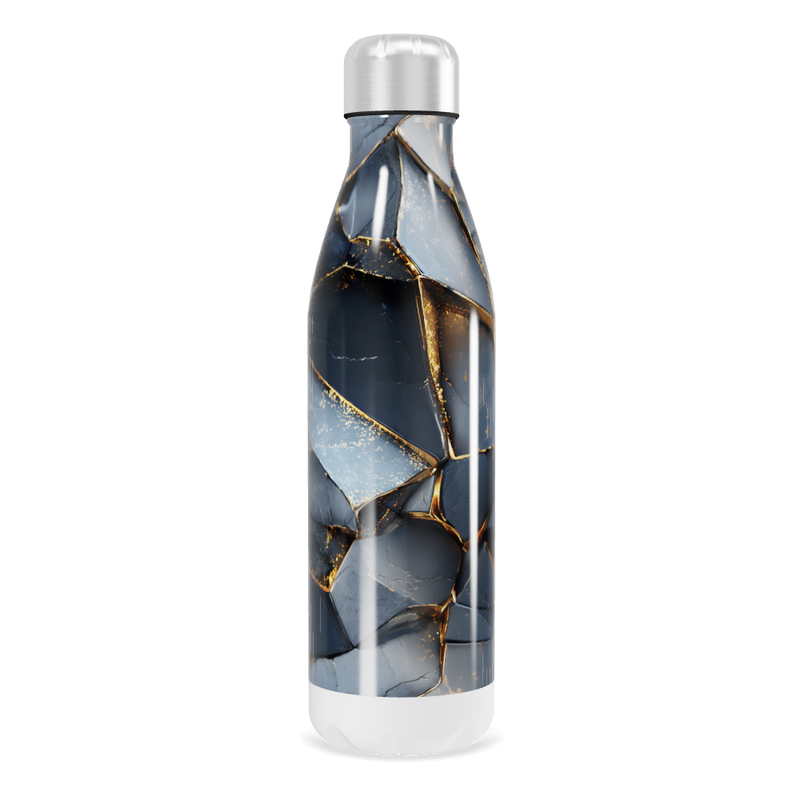 Garrafa Inox - Azul com Estampa Geométrica