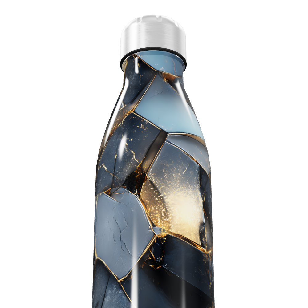 Garrafa Inox - Azul com Estampa Geométrica