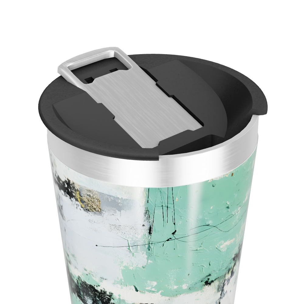 Copo Térmico - Verde Abstrato Aço Inox