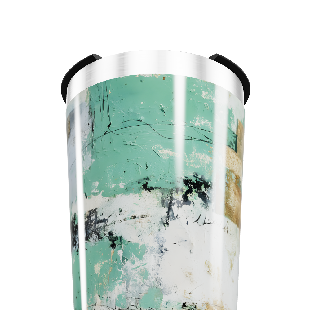 Copo Térmico - Verde Abstrato Aço Inox