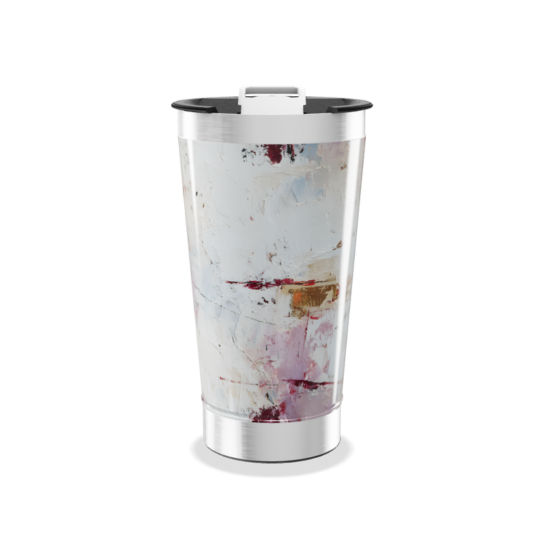 Copo Térmico - Abstrato Branco e Vermelho