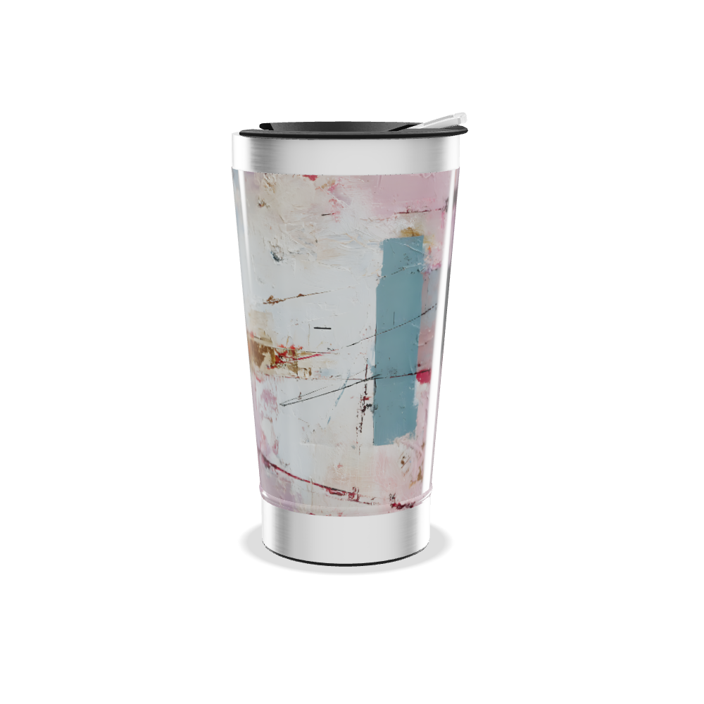 Copo Térmico - Abstrato Branco e Vermelho