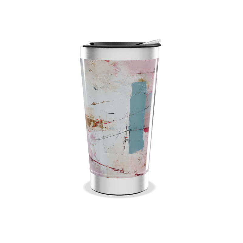 Copo Térmico - Abstrato Branco e Vermelho