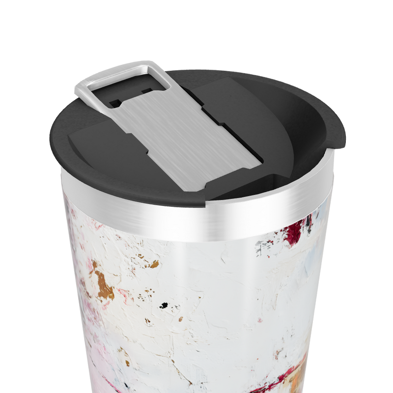 Copo Térmico - Abstrato Branco e Vermelho