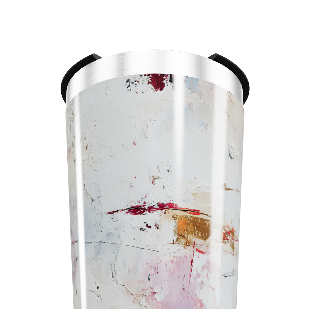 Copo Térmico - Abstrato Branco e Vermelho