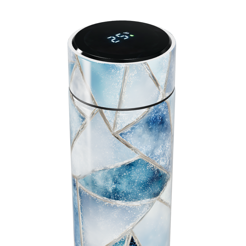 Garrafa Térmica Touch - Azul Geométrica Vidro