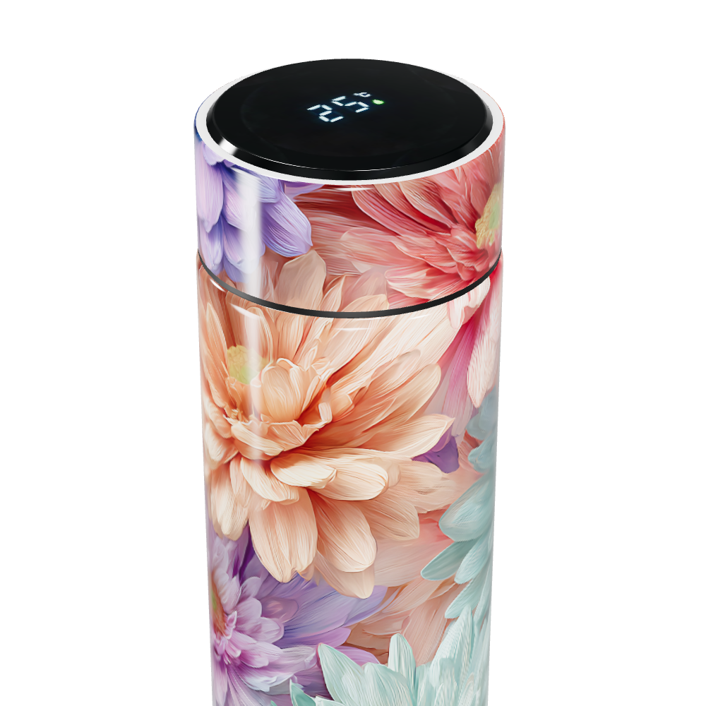Garrafa Térmica Touch Floral Colorida Inox