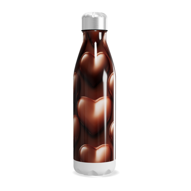 Garrafa Inox - Estampa Corações Marrom