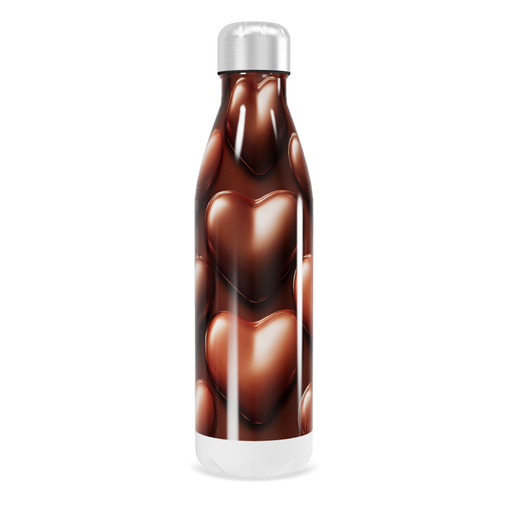 Garrafa Inox - Estampa Corações Marrom