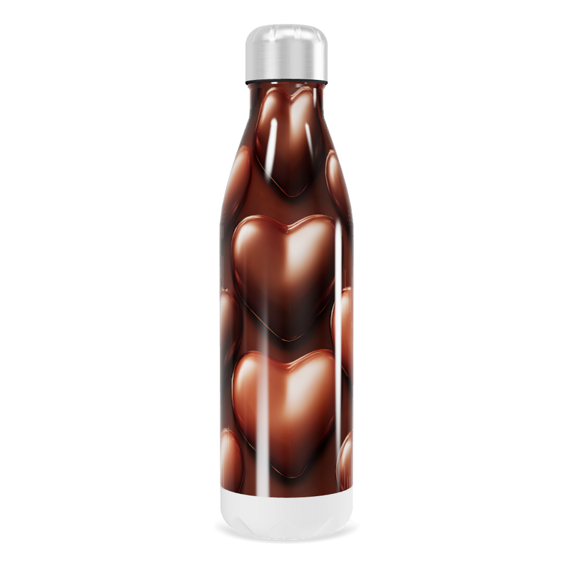 Garrafa Inox - Estampa Corações Marrom