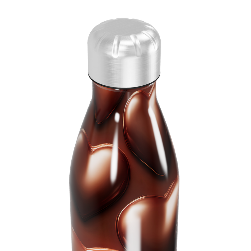 Garrafa Inox - Estampa Corações Marrom