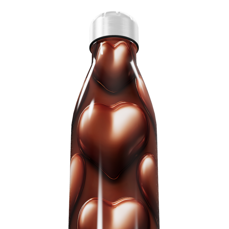 Garrafa Inox - Estampa Corações Marrom