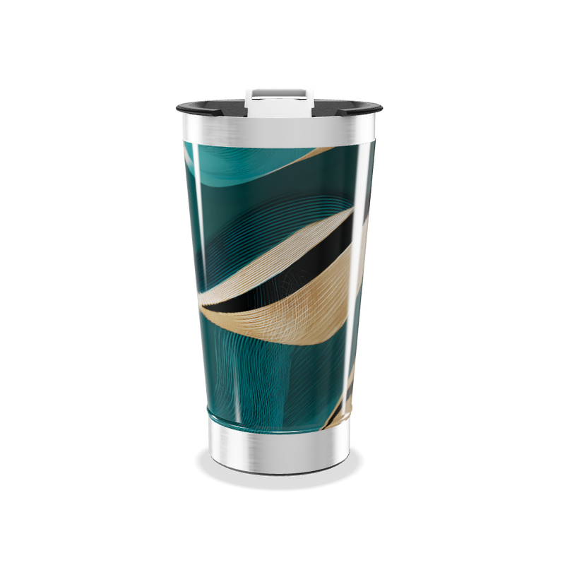 Copo Térmico - Abstrato Azul e Dourado