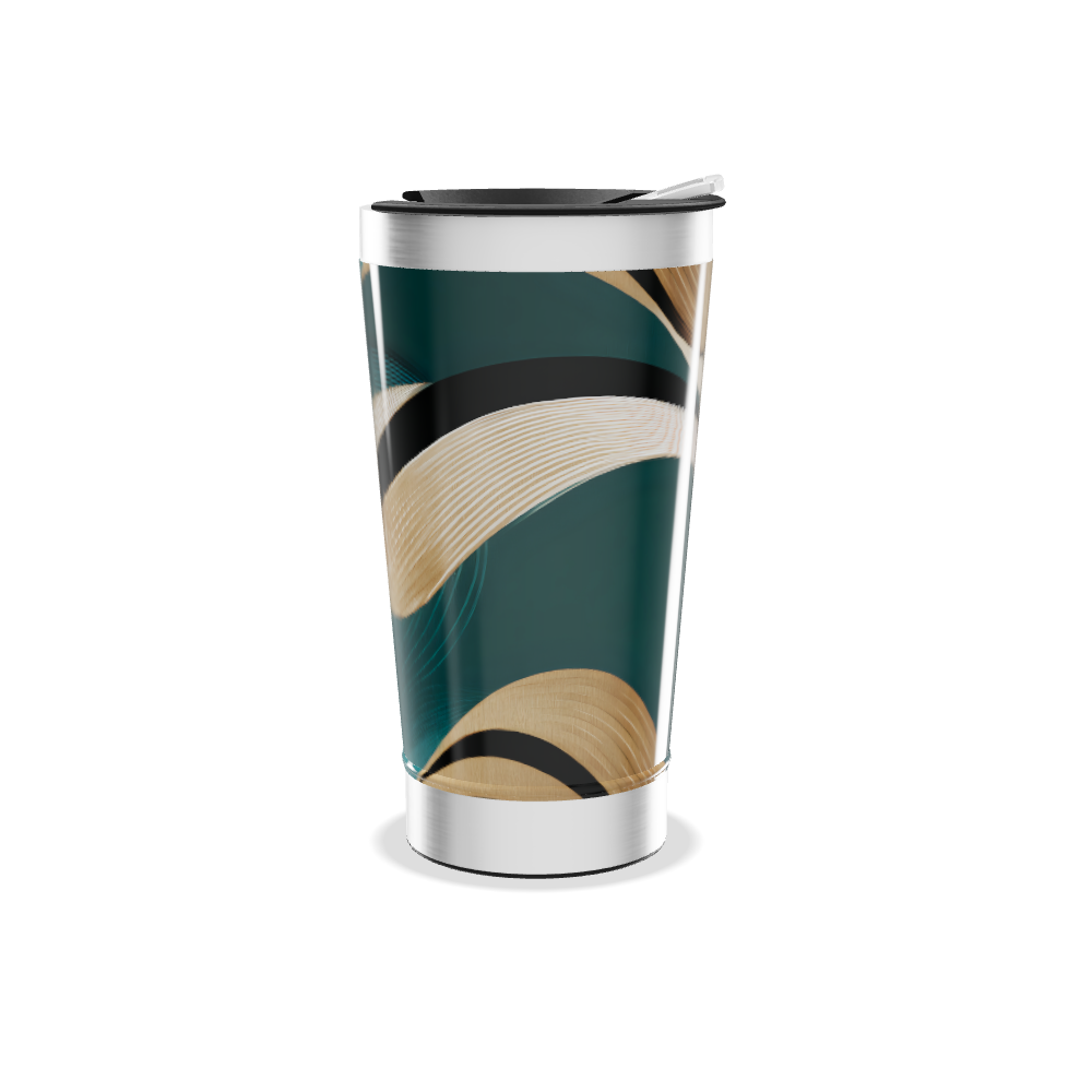 Copo Térmico - Abstrato Azul e Dourado