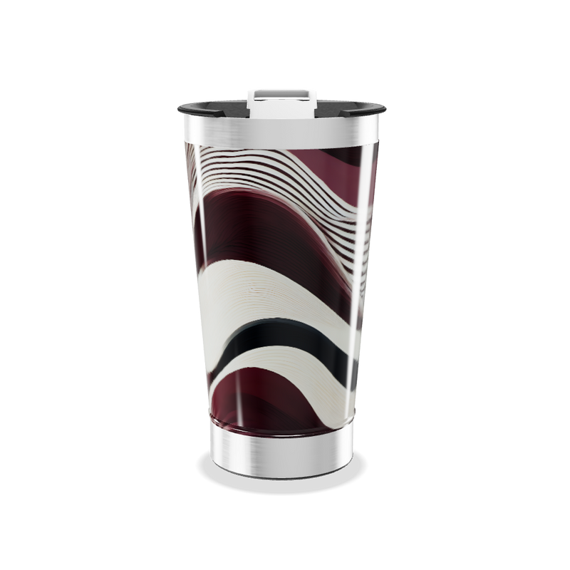 Copo Térmico - Ondas Marrom e Branco