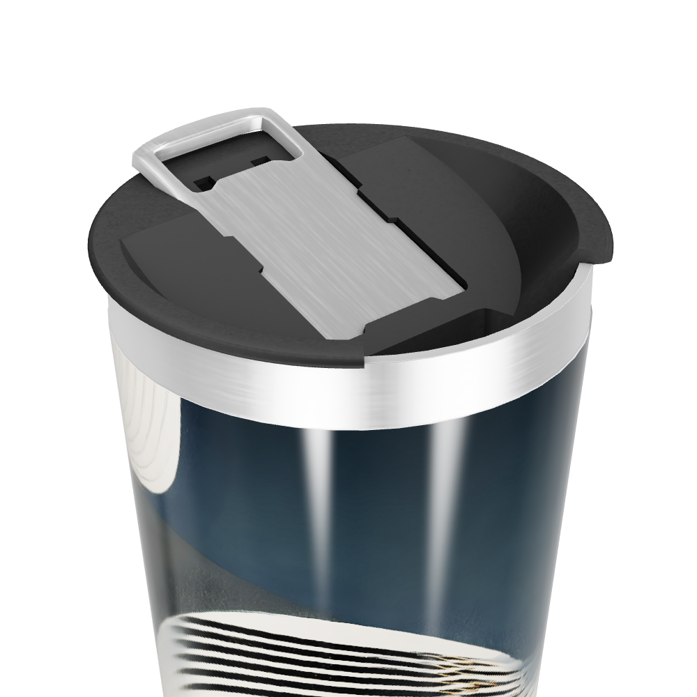 Copo Térmico - Preto com Ondas Brancas