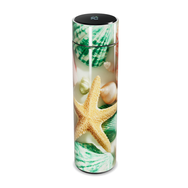 Garrafa Térmica Touch - Estampa Conchas e Folhas