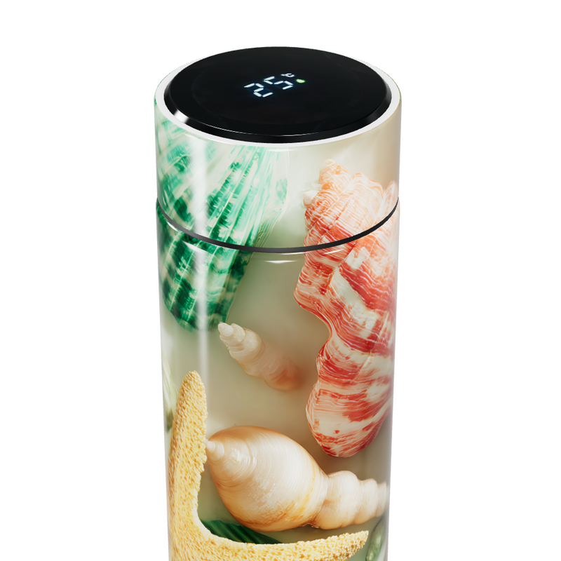 Garrafa Térmica Touch - Estampa Conchas e Folhas