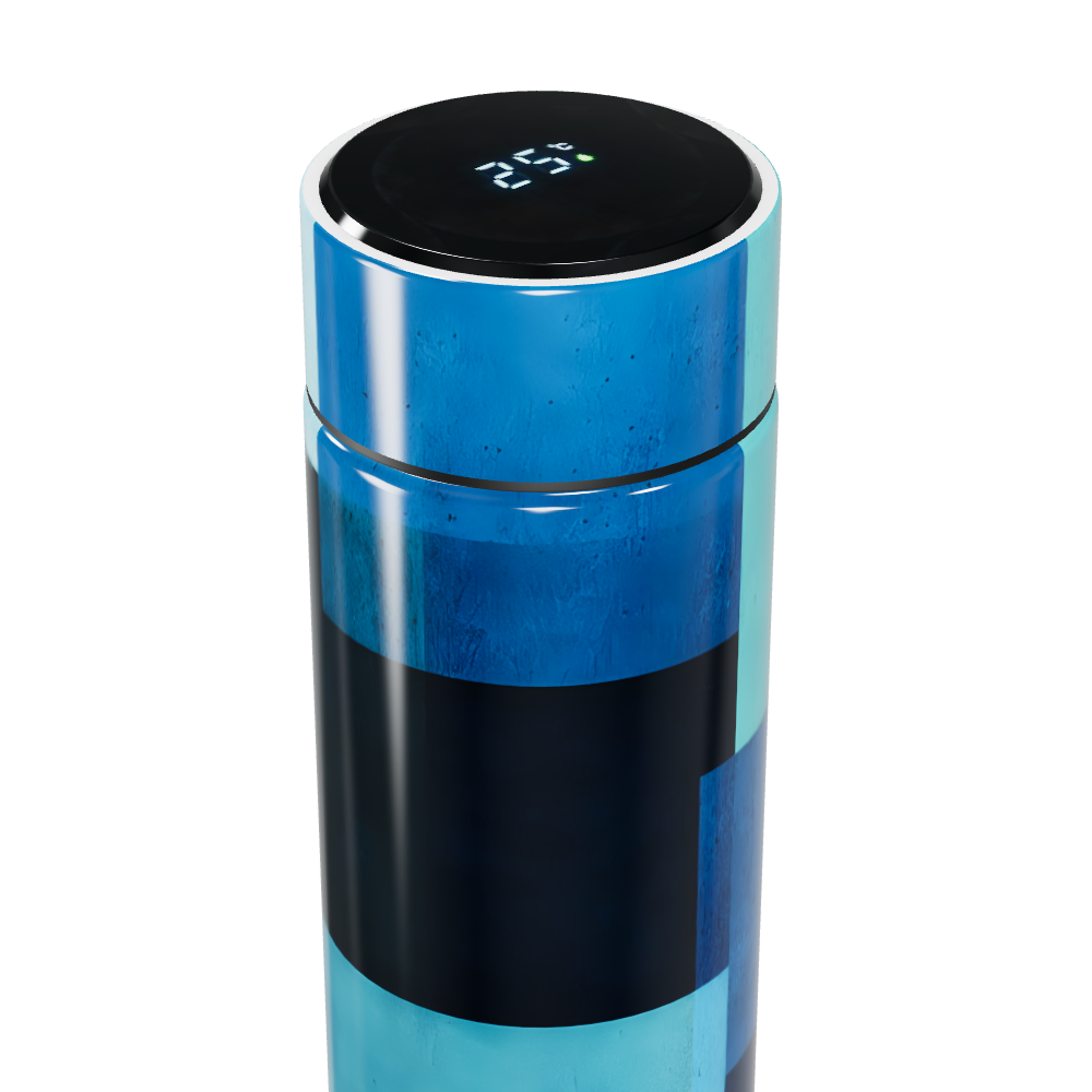 Garrafa Térmica Touch Azul - Design Geométrico