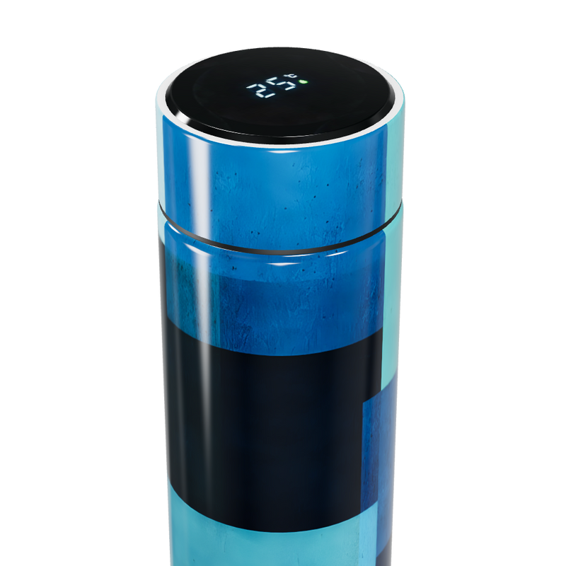 Garrafa Térmica Touch Azul - Design Geométrico