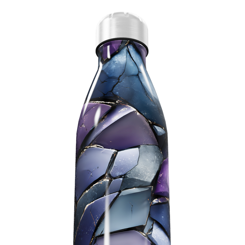 Garrafa Inox - Estampa Mármore Azul