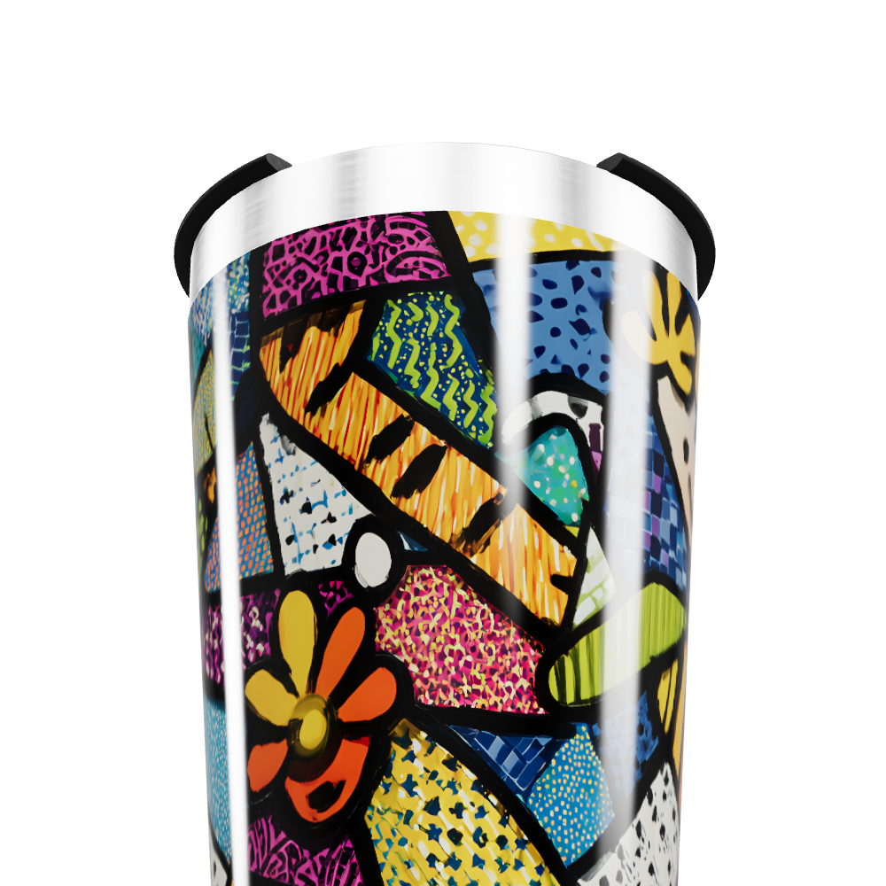 Copo Térmico - Colorido com Arte Abstrata