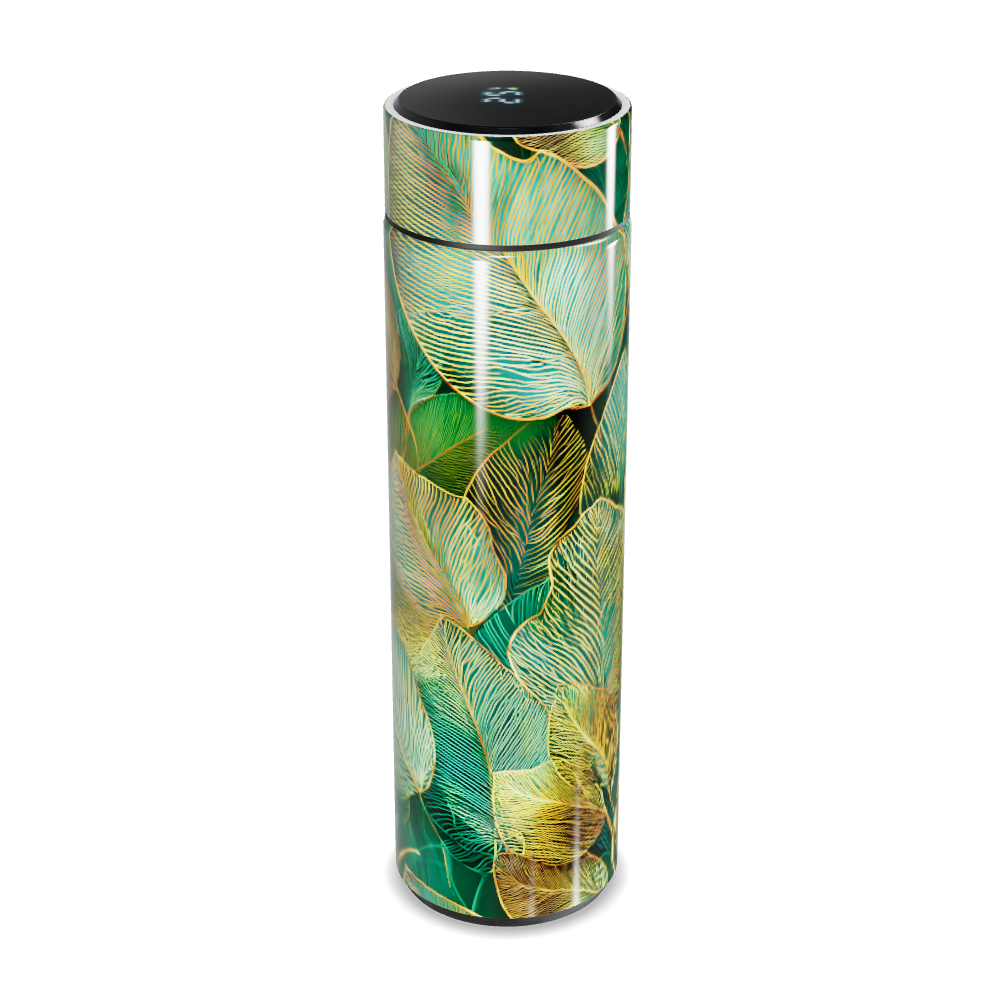 Garrafa Térmica Touch - Folhas Verde Dourado