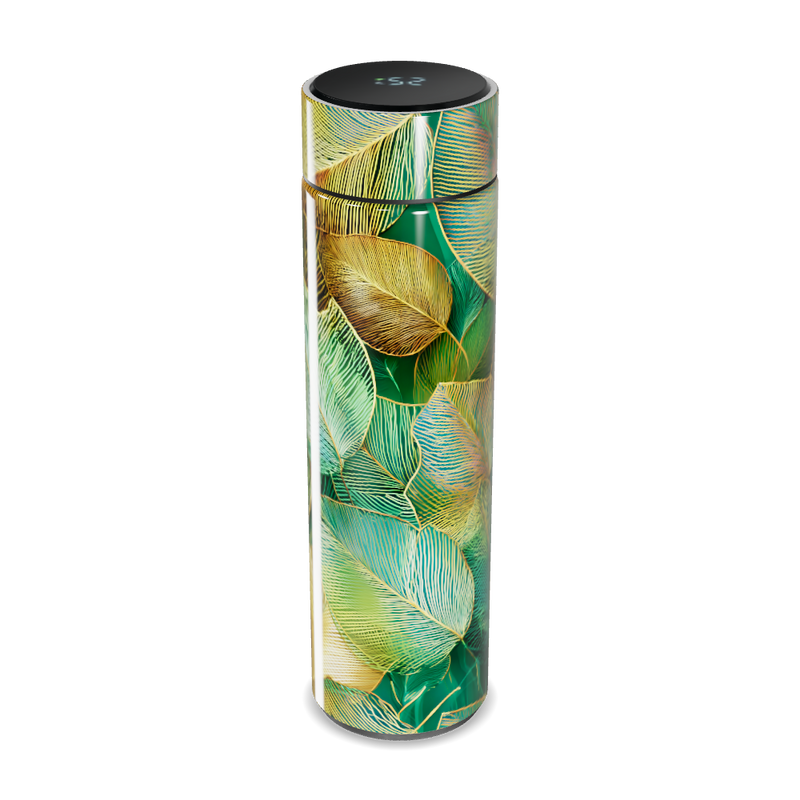 Garrafa Térmica Touch - Folhas Verde Dourado