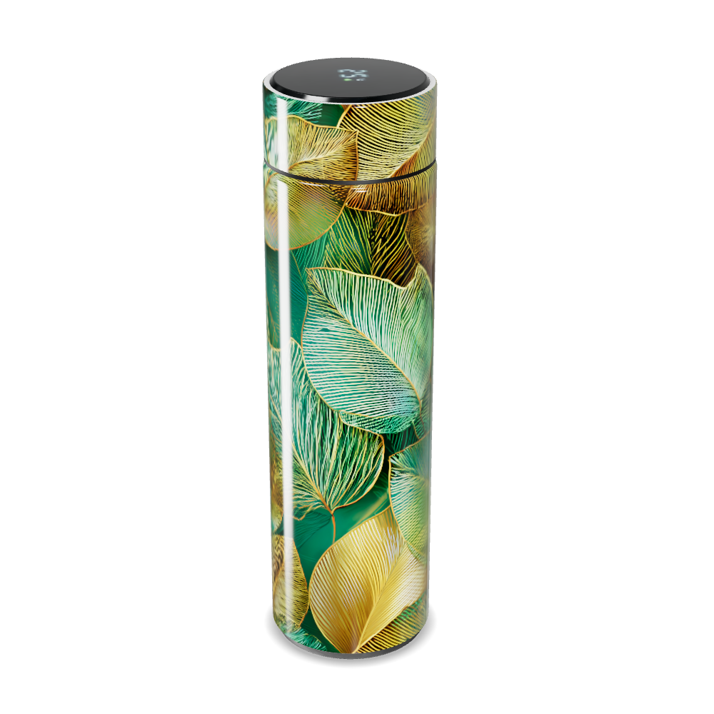 Garrafa Térmica Touch - Folhas Verde Dourado