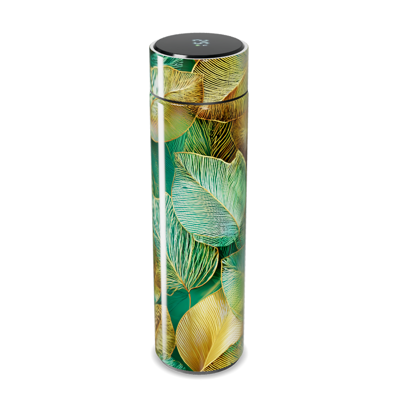 Garrafa Térmica Touch - Folhas Verde Dourado