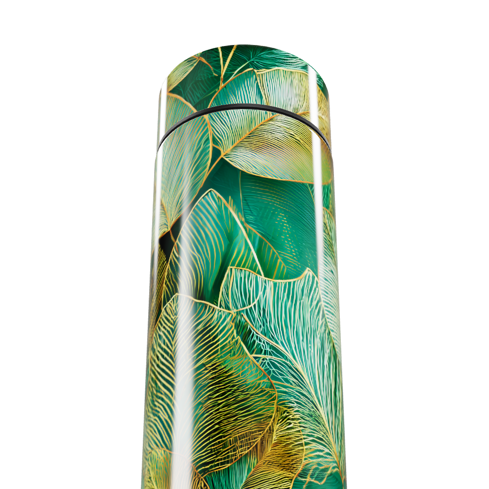 Garrafa Térmica Touch - Folhas Verde Dourado