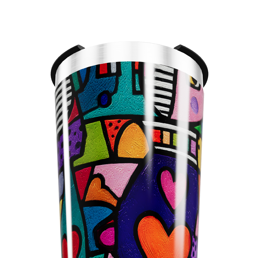 Copo Térmico - Estampa Corações Coloridos