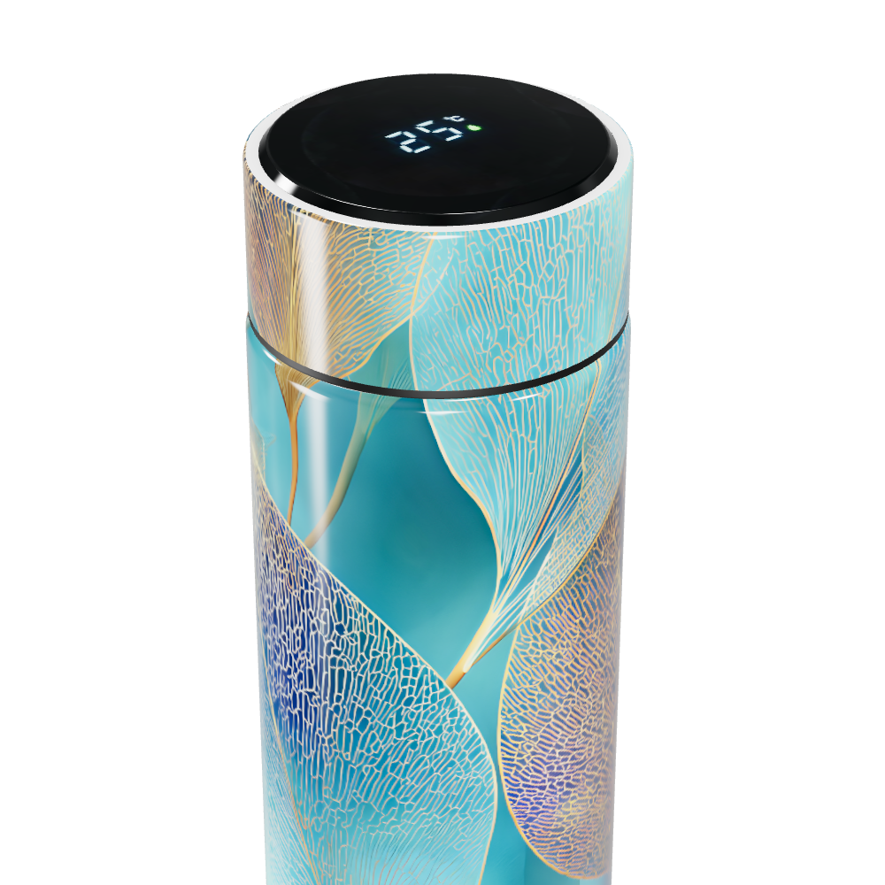 Garrafa Térmica Touch - Com Folhas Azul