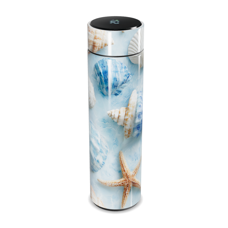 Garrafa Térmica Touch - Conchas Azul e Branco