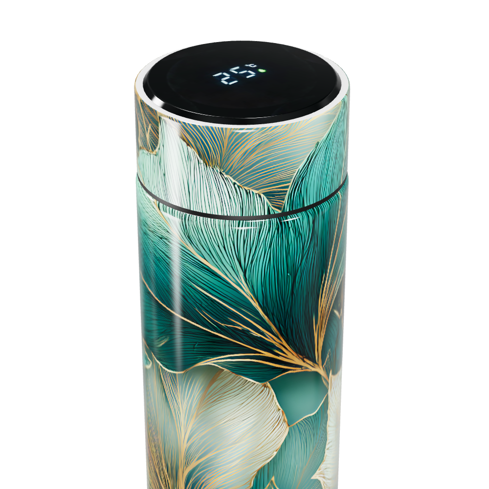 Garrafa Térmica Touch - Verde Floral Digital