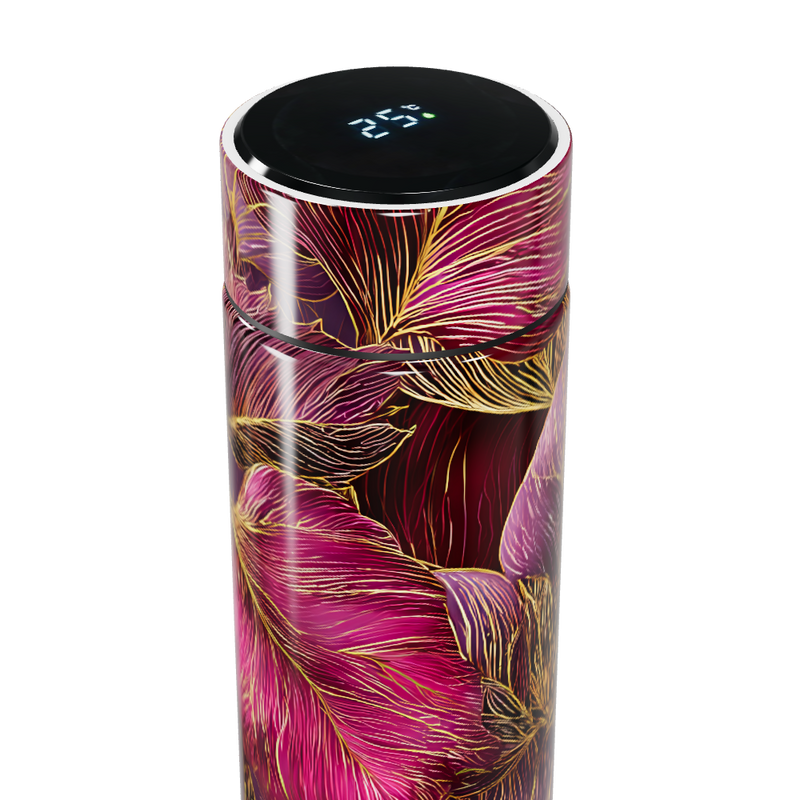 Garrafa Térmica Touch - Floral Vermelho Digital